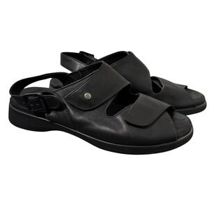 Wolky Sandals Women 42 10.5-11 Black Nimes Leather Slingback Orthopedic Comfort